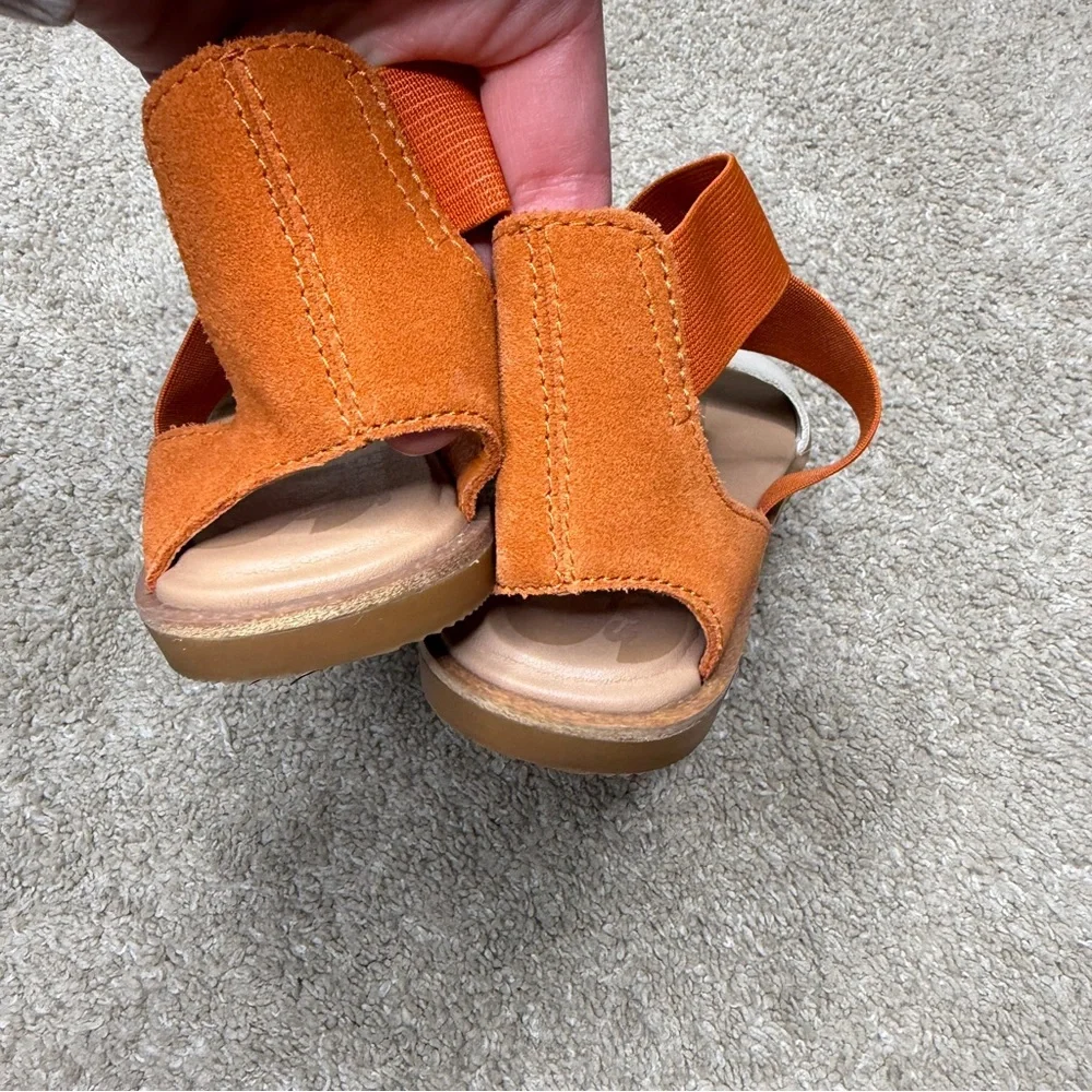 Sorel Ella Gladiator Sandals Orange and Cream Leather Shoes 6